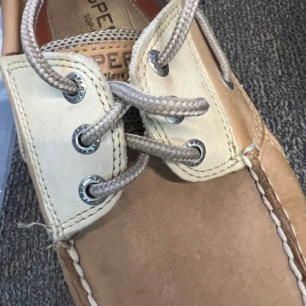 Sperry Top Sider Billfish Boat Shoes Mens 8.5 Tan Beige Leather Air Mesh Rugged